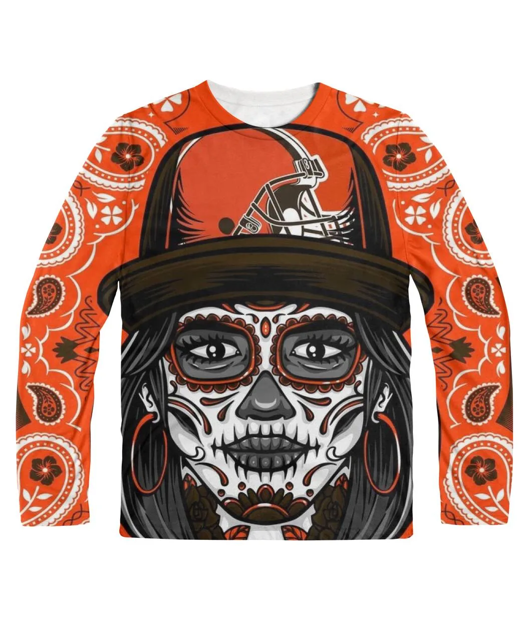 Cleveland Sugar Skull Halloween All-Over Long Sleeve view 3