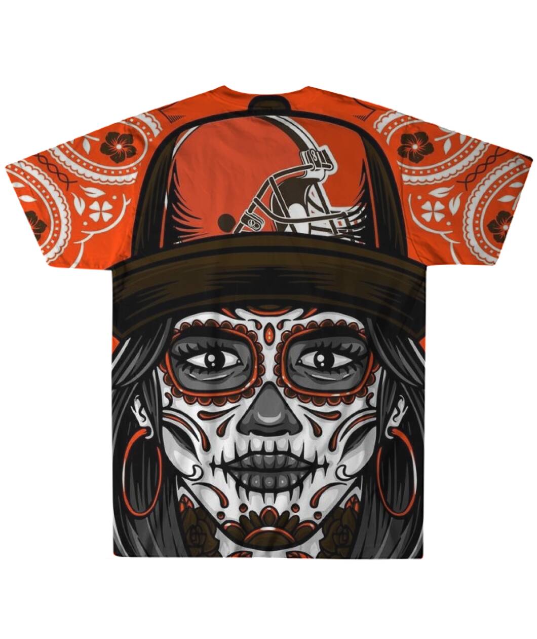 Cleveland Sugar Skull Halloween All-Over Shirt back view