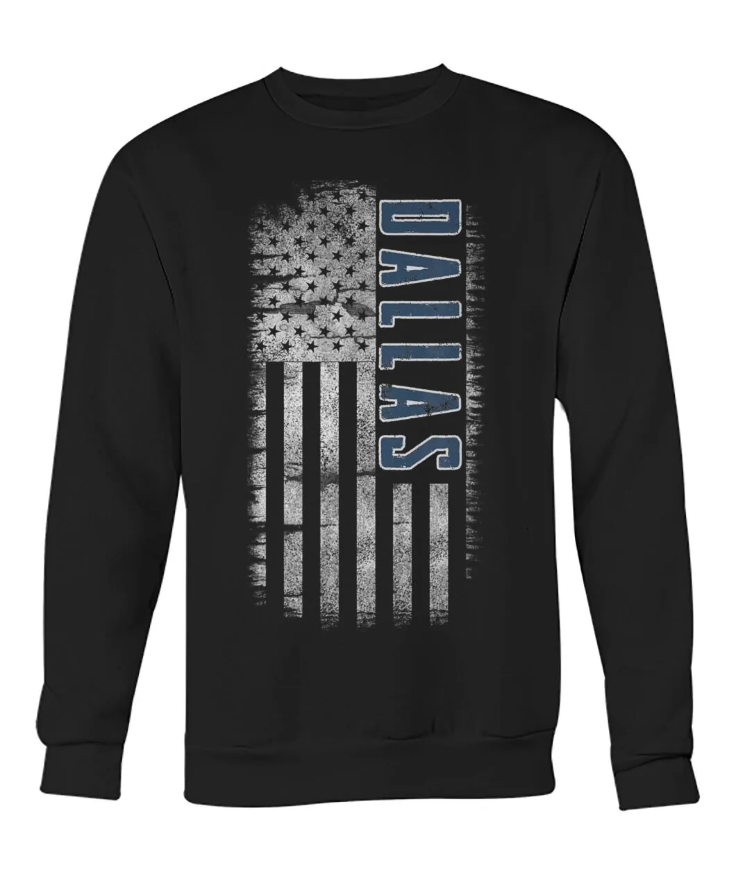 Fan-made Dallas t-shirt with DALLAS on a distressed vertical American flag graphic, view 6