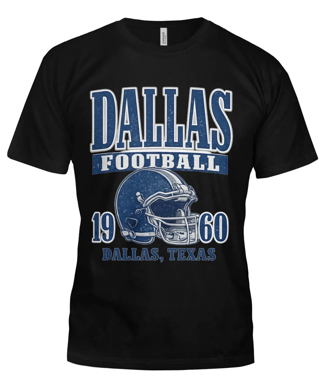 Fan-made Dallas t-shirt with DALLAS FOOTBALL 1960 DALLAS, TEXAS with retro helmet graphic, view 5