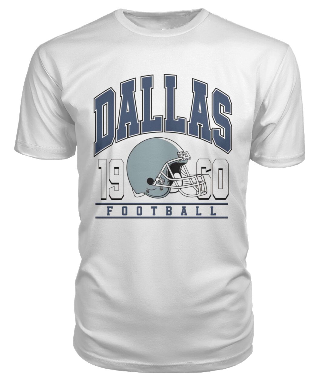 Dallas 1960 Football Helmet White Shirt - DALLAS 1960 FOOTBALL with retro helmet