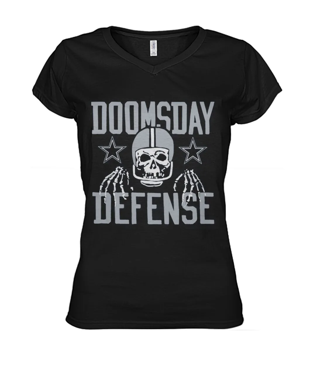 Fan-made Dallas t-shirt with DOOMSDAY DEFENSE with skull in a retro helmet and stars graphic, view 3
