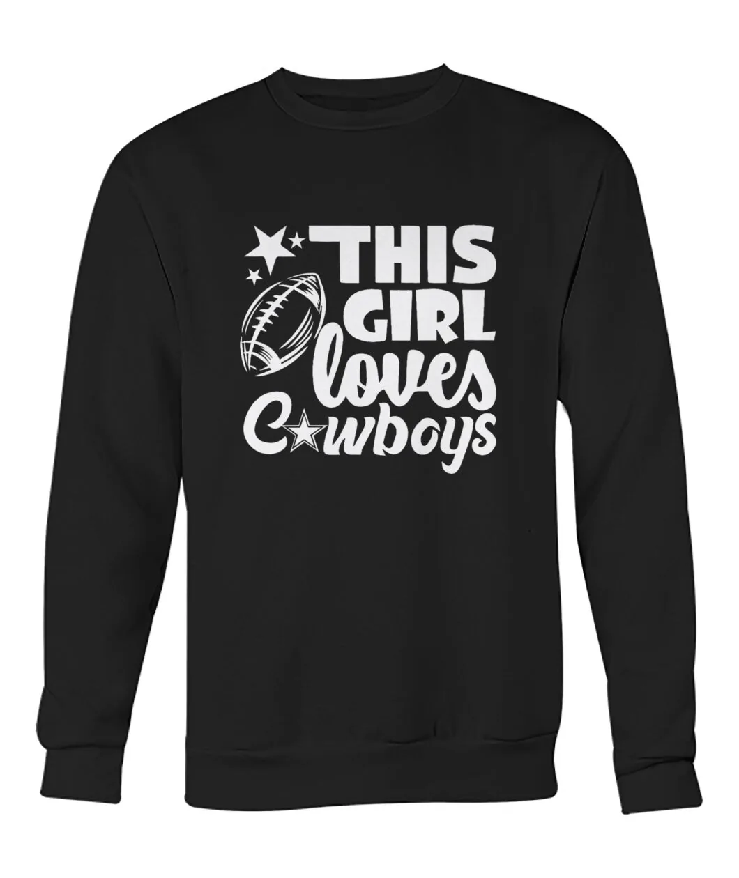 Fan-made Dallas t-shirt with THIS GIRL LOVES COWBOYS with football and stars graphic, view 7