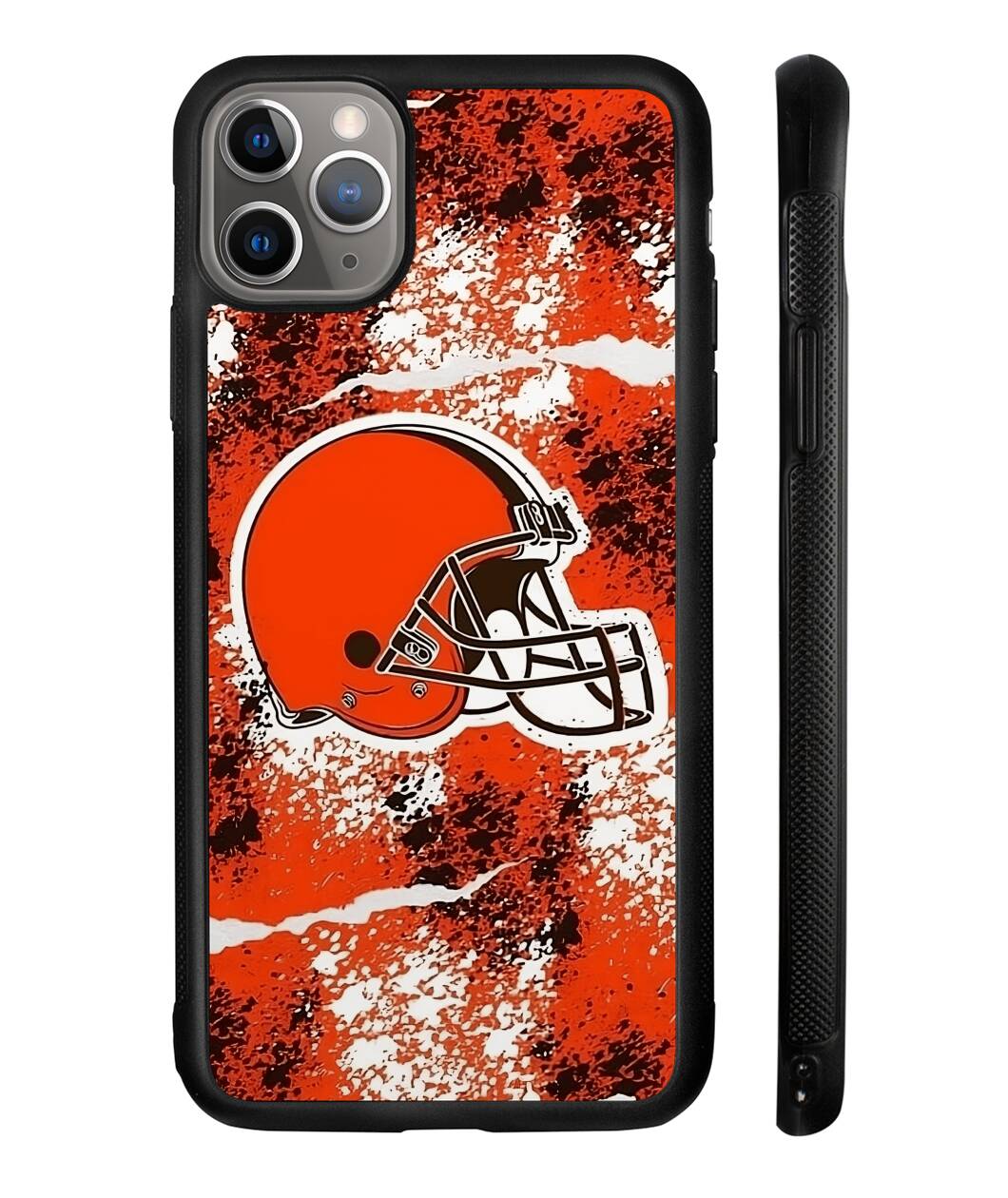 Cleveland Helmet Splatter Phone Case - Cleveland helmet on orange splatter