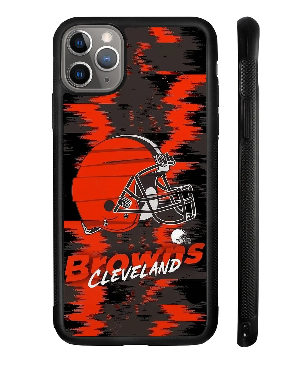 Cleveland Helmet Phone Case - Cleveland helmet on orange and black splatter