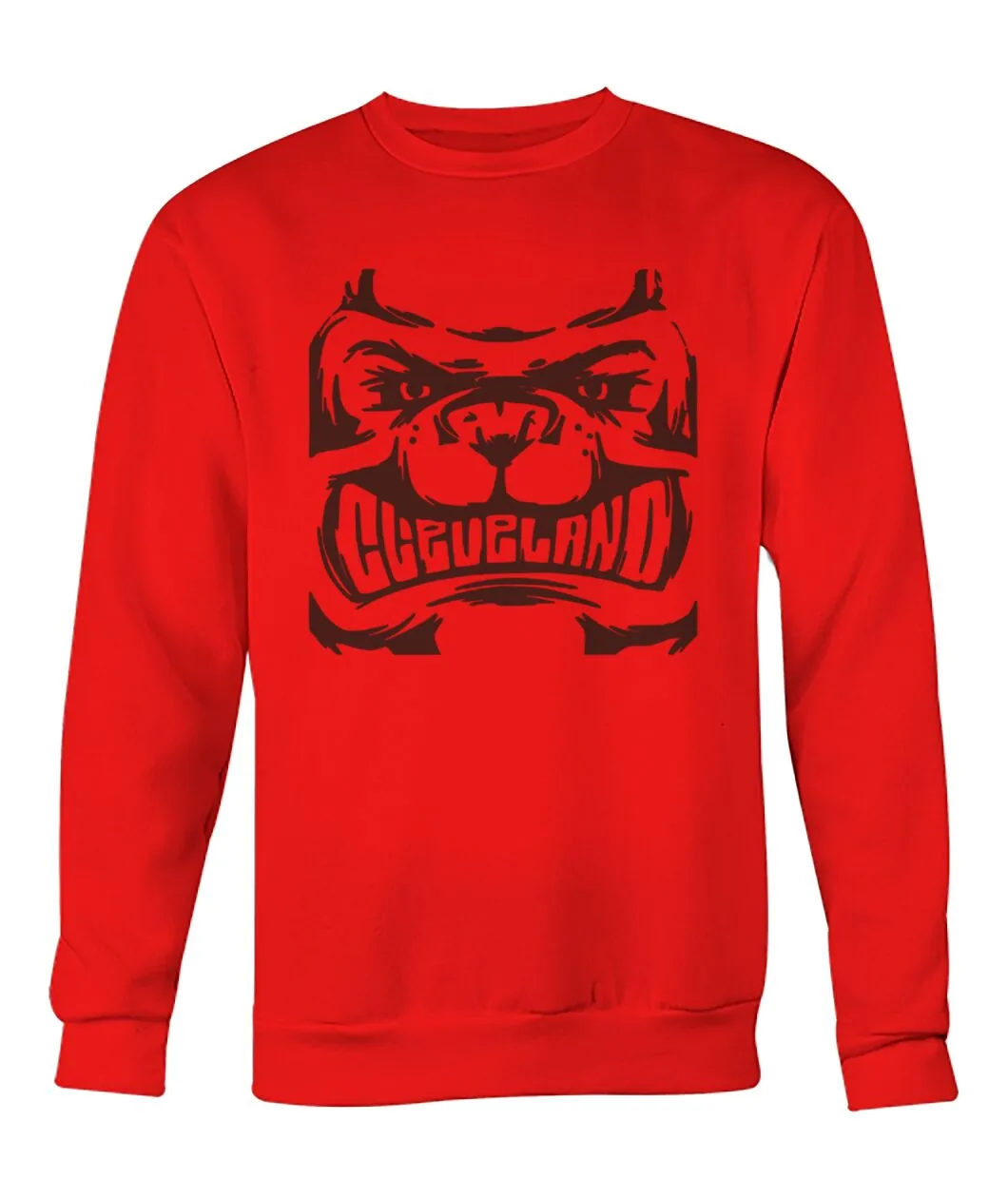 Cleveland Bulldog Red Sweatshirt - CLEVELAND with angry bulldog