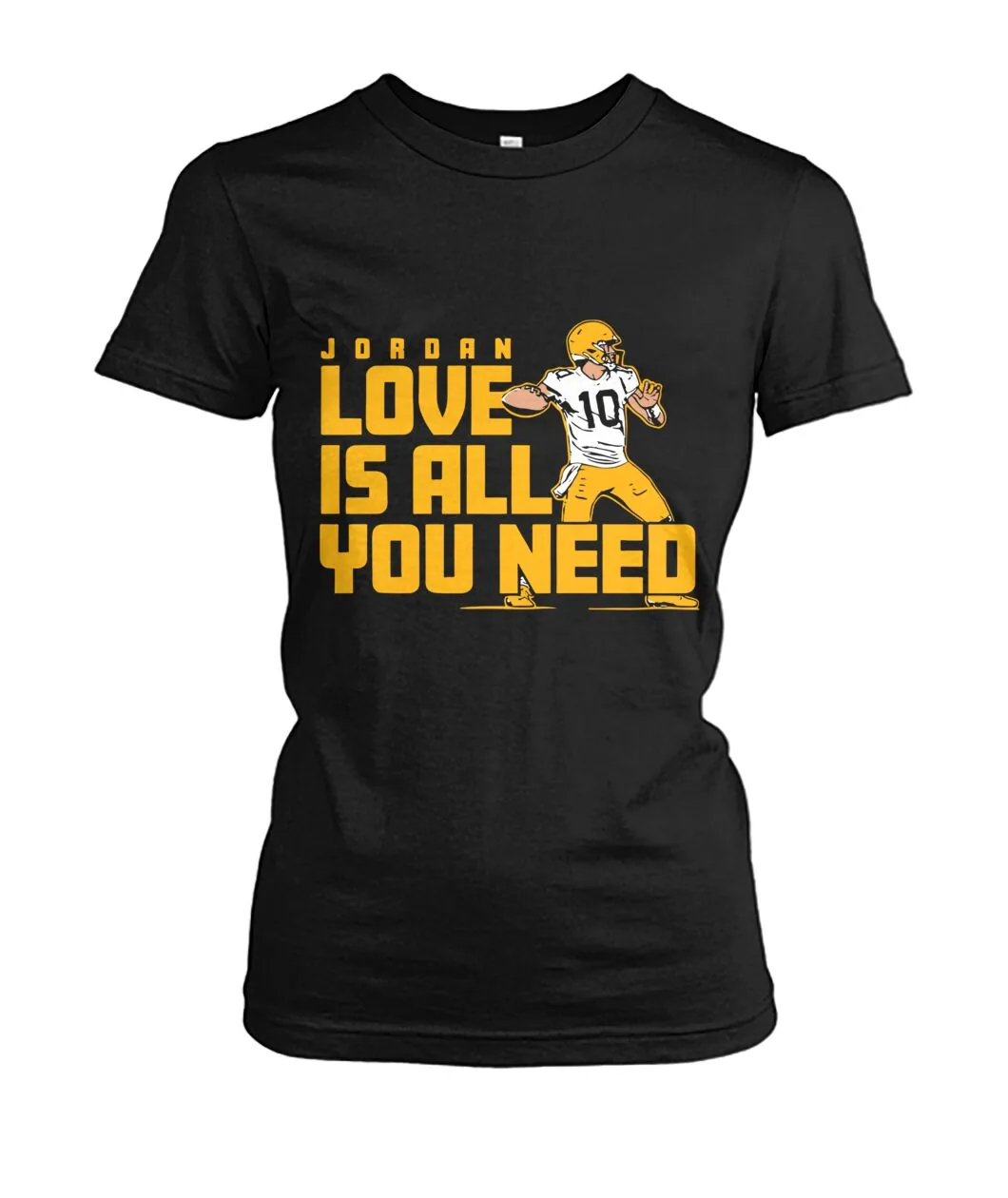 Fan-made Packers t-shirt with JORDAN LOVE IS ALL YOU NEED with player graphic, view 4