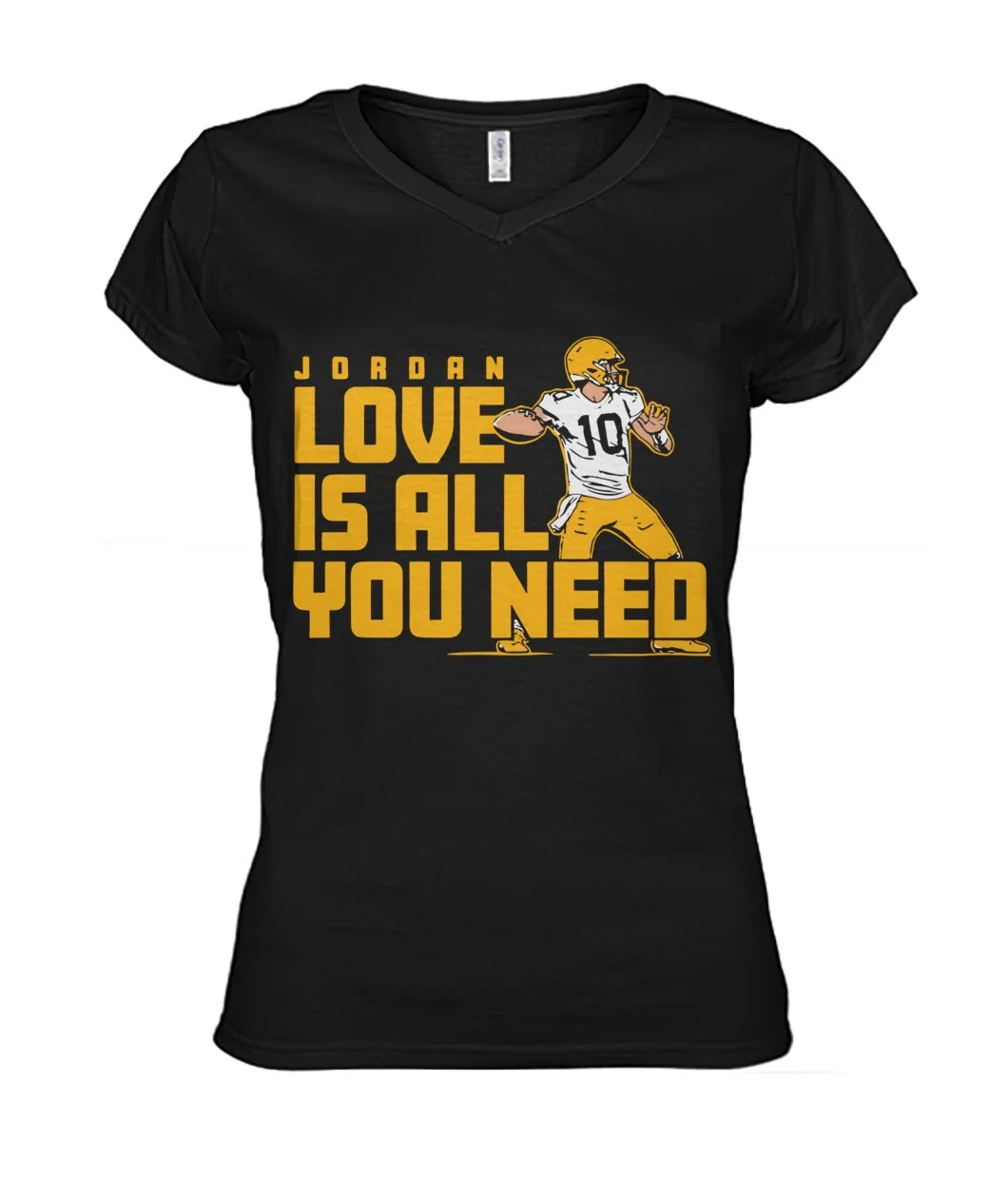 Fan-made Packers t-shirt with JORDAN LOVE IS ALL YOU NEED with player graphic, view 5