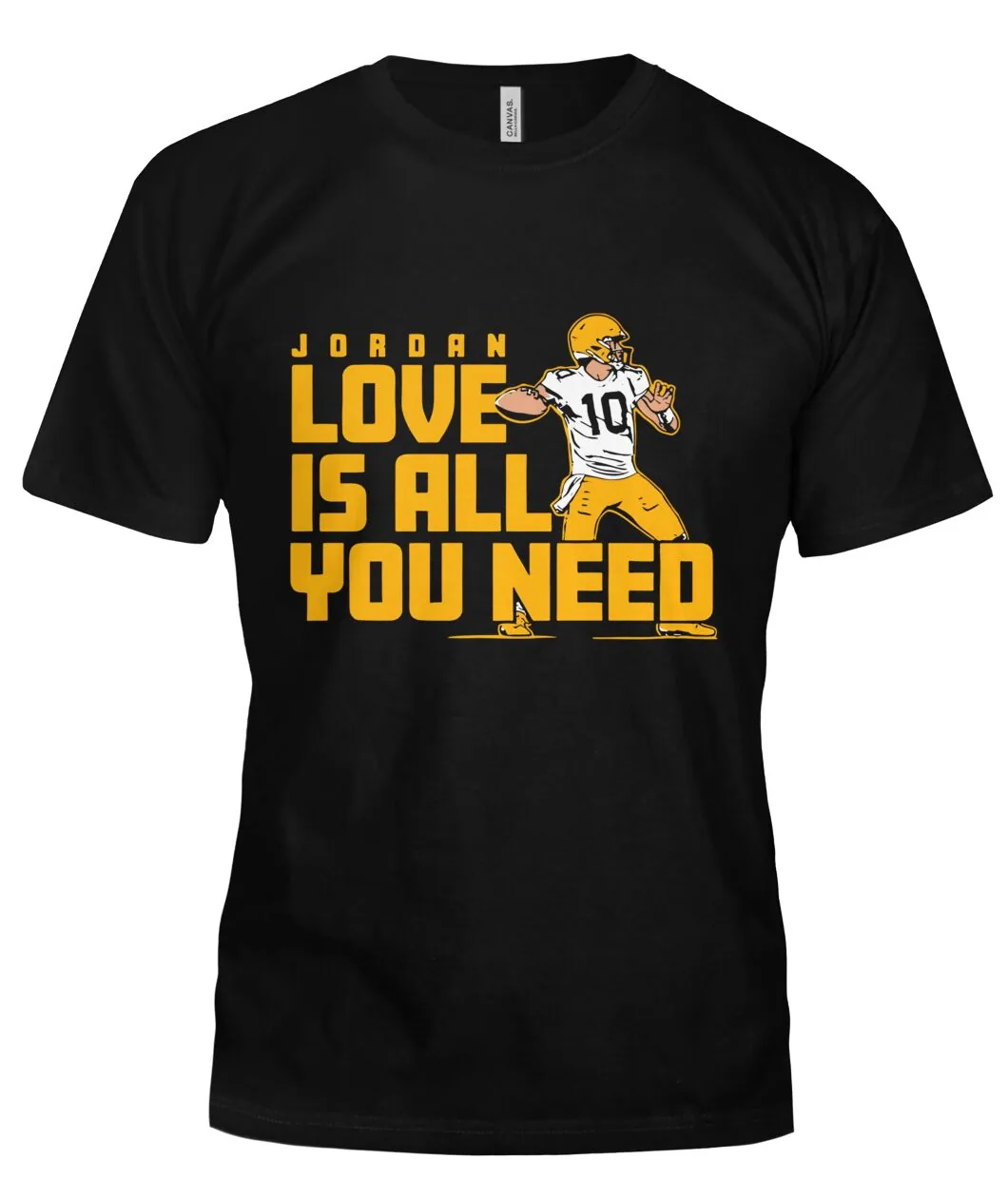 Fan-made Packers t-shirt with JORDAN LOVE IS ALL YOU NEED with player graphic, view 7