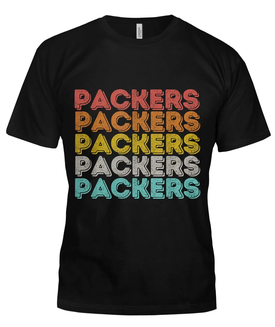 Fan-made Packers t-shirt with PACKERS PACKERS PACKERS retro stacked graphic, view 4