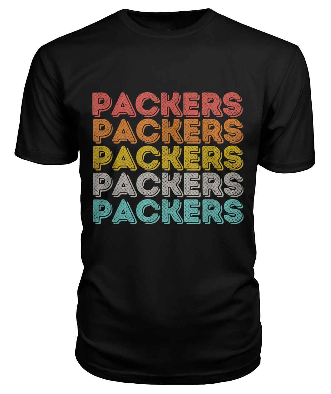 Packers Retro Stacked Repeat Shirt - PACKERS PACKERS PACKERS retro stacked