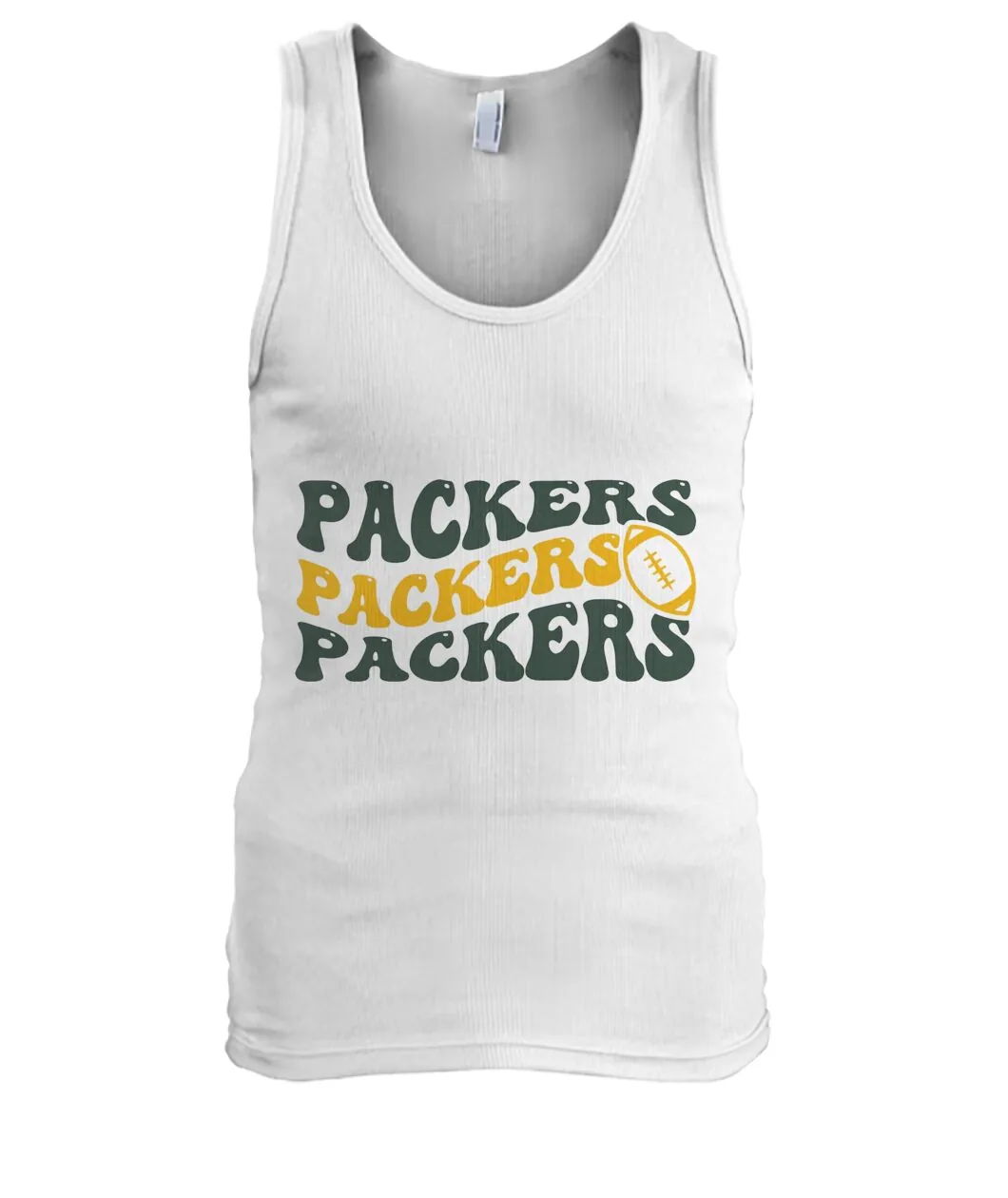 Fan-made Packers t-shirt with PACKERS PACKERS PACKERS groovy wavy letters graphic, view 3