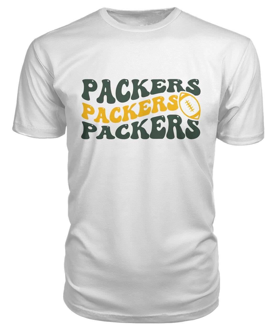Packers Groovy Wavy White Shirt - PACKERS PACKERS PACKERS groovy wavy letters