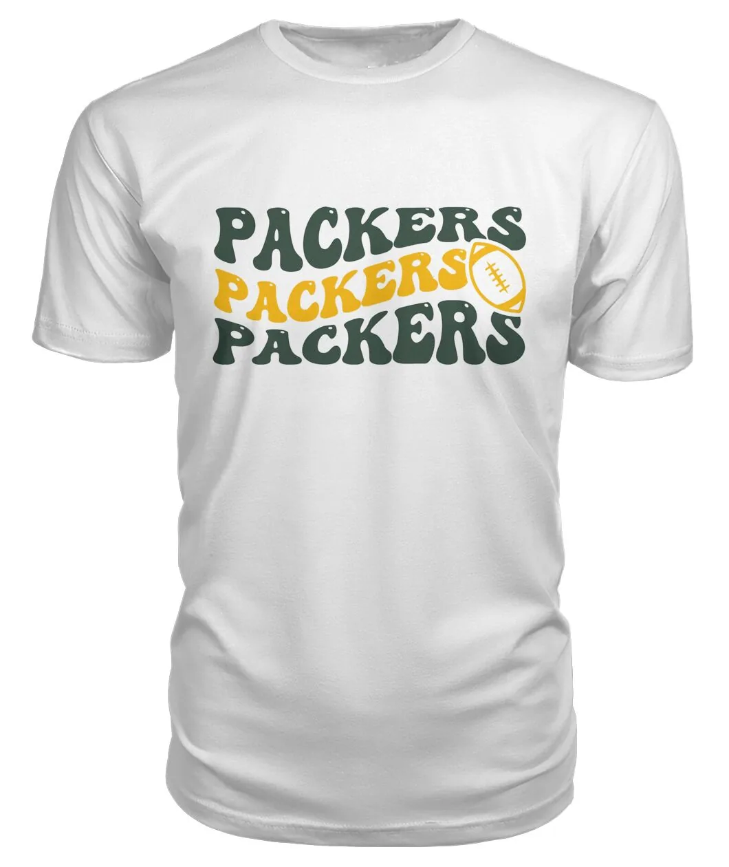 Packers Groovy Wavy White Shirt - PACKERS PACKERS PACKERS groovy wavy letters