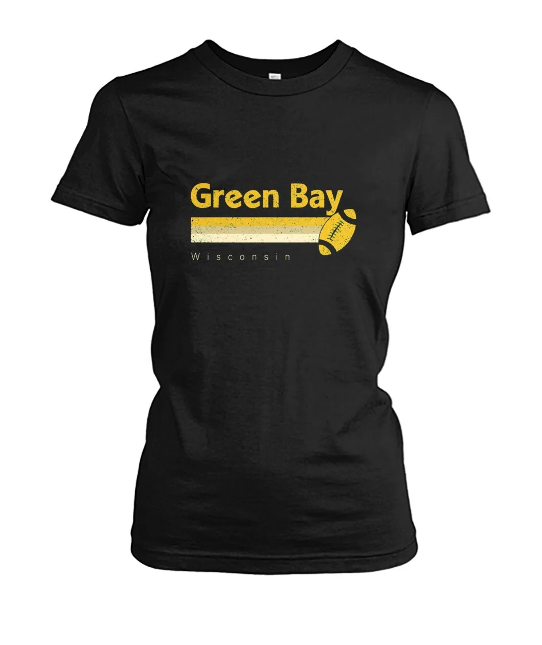 Fan-made Packers t-shirt with Green Bay, Wisconsin with gold bar and football graphic, view 8