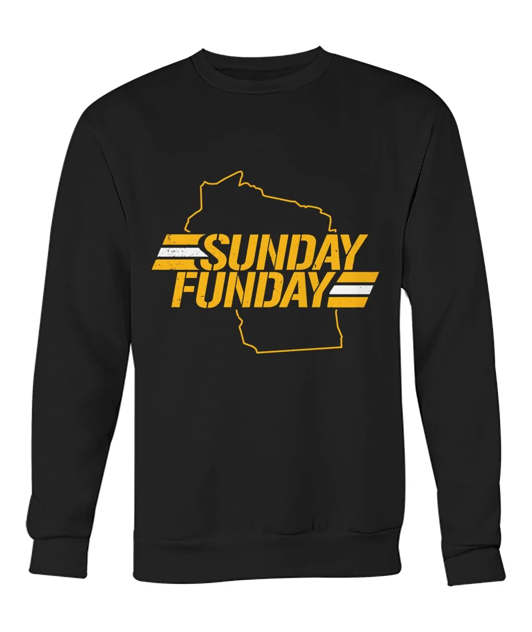 Fan-made Packers t-shirt with SUNDAY FUNDAY inside the Wisconsin state outline graphic, view 3
