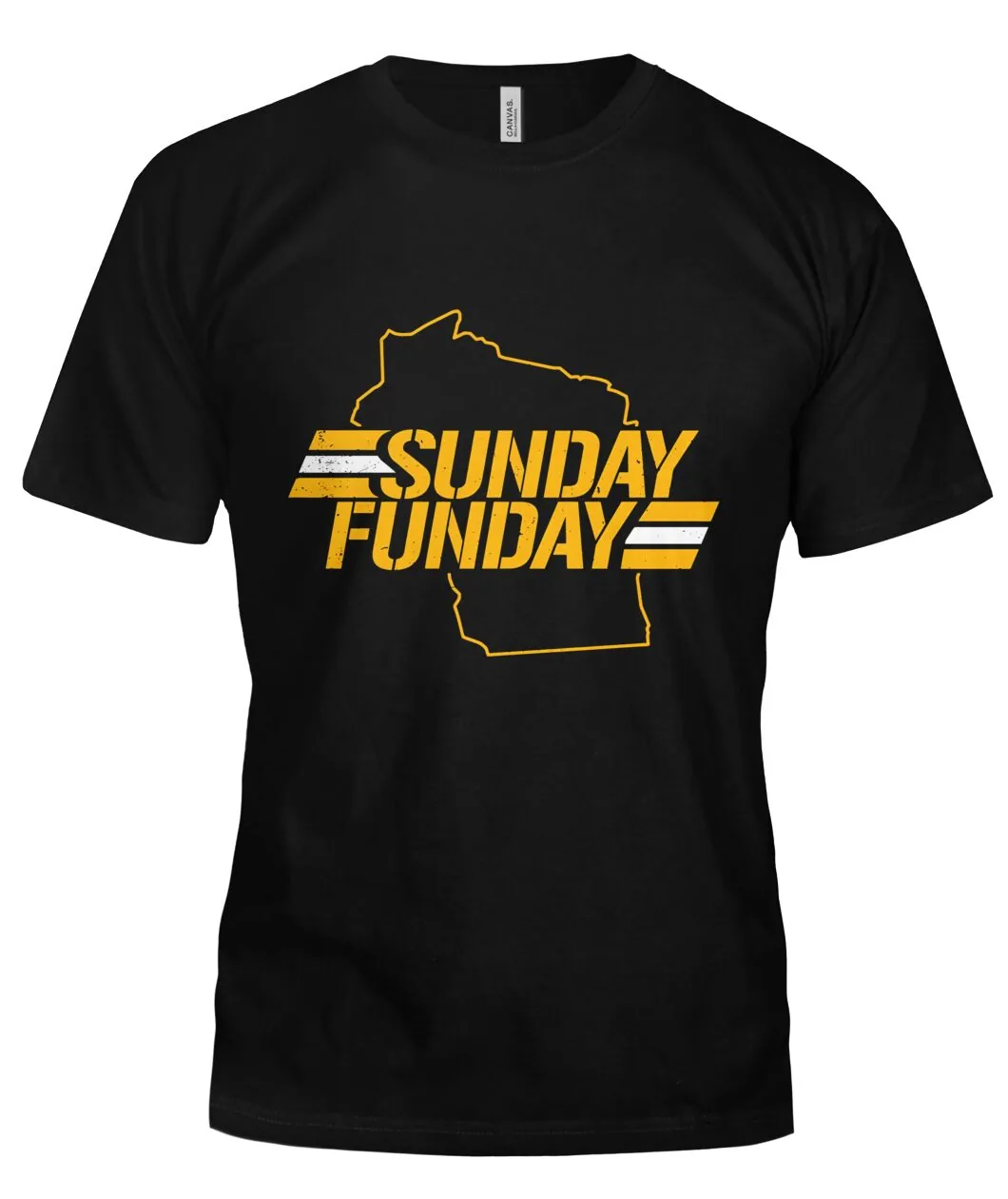 Fan-made Packers t-shirt with SUNDAY FUNDAY inside the Wisconsin state outline graphic, view 5