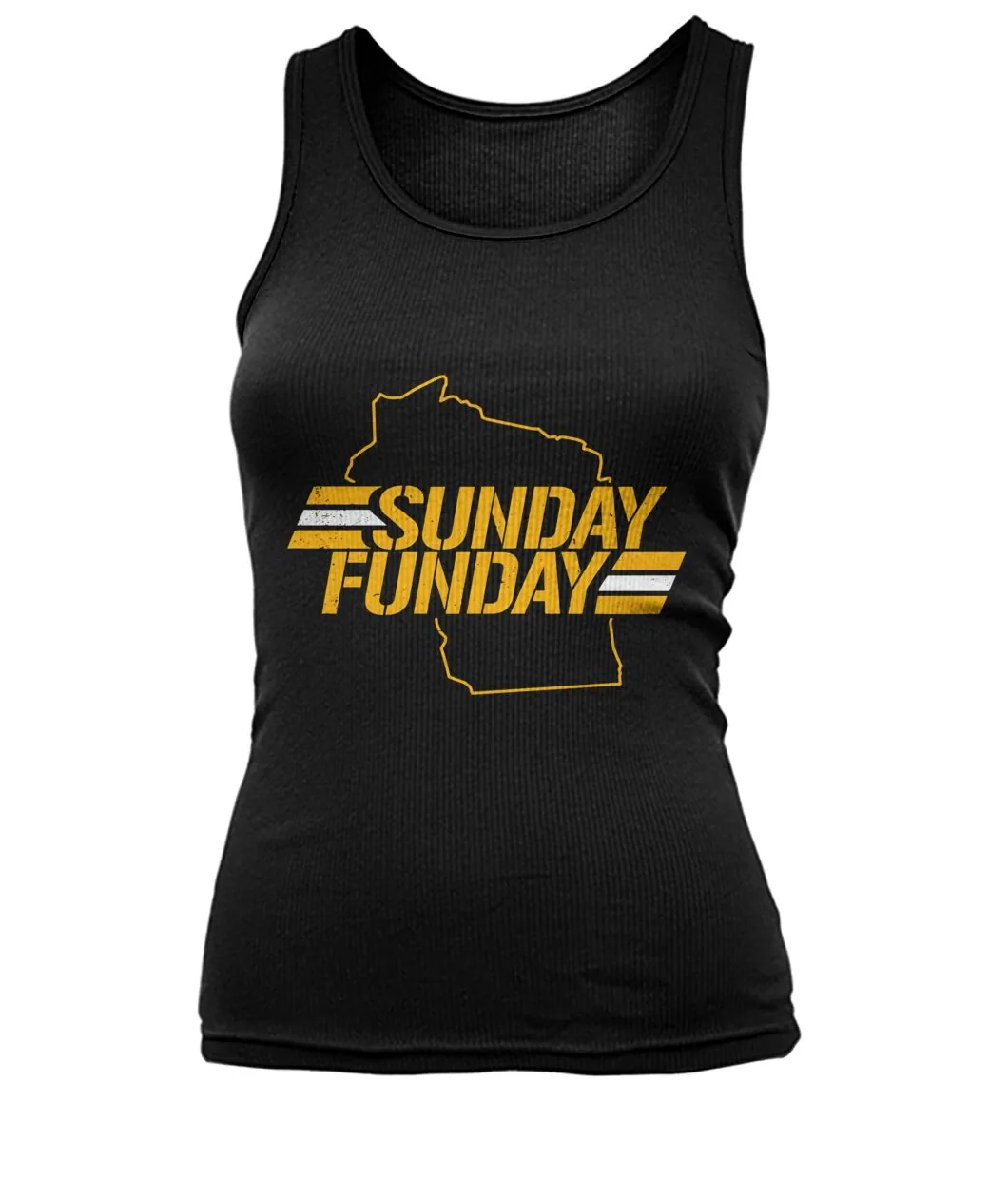 Fan-made Packers t-shirt with SUNDAY FUNDAY inside the Wisconsin state outline graphic, view 6
