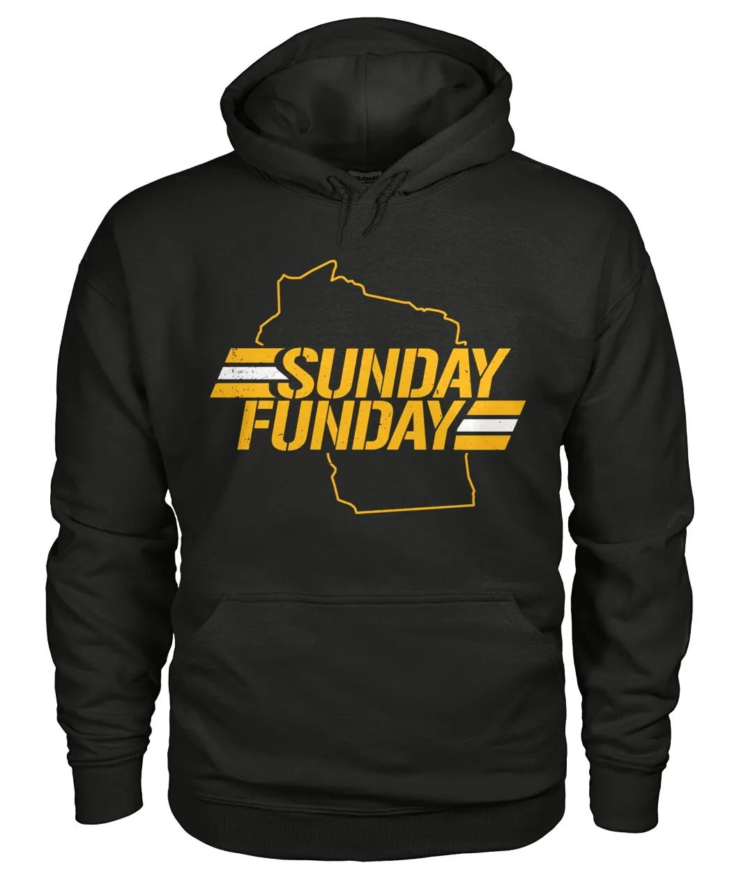 Fan-made Packers t-shirt with SUNDAY FUNDAY inside the Wisconsin state outline graphic, view 7