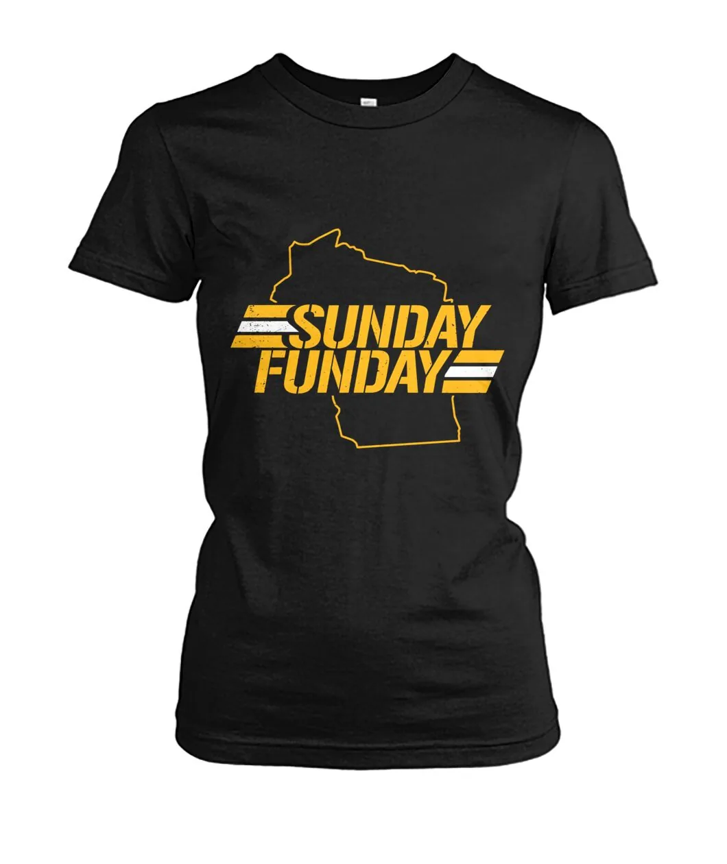 Fan-made Packers t-shirt with SUNDAY FUNDAY inside the Wisconsin state outline graphic, view 8