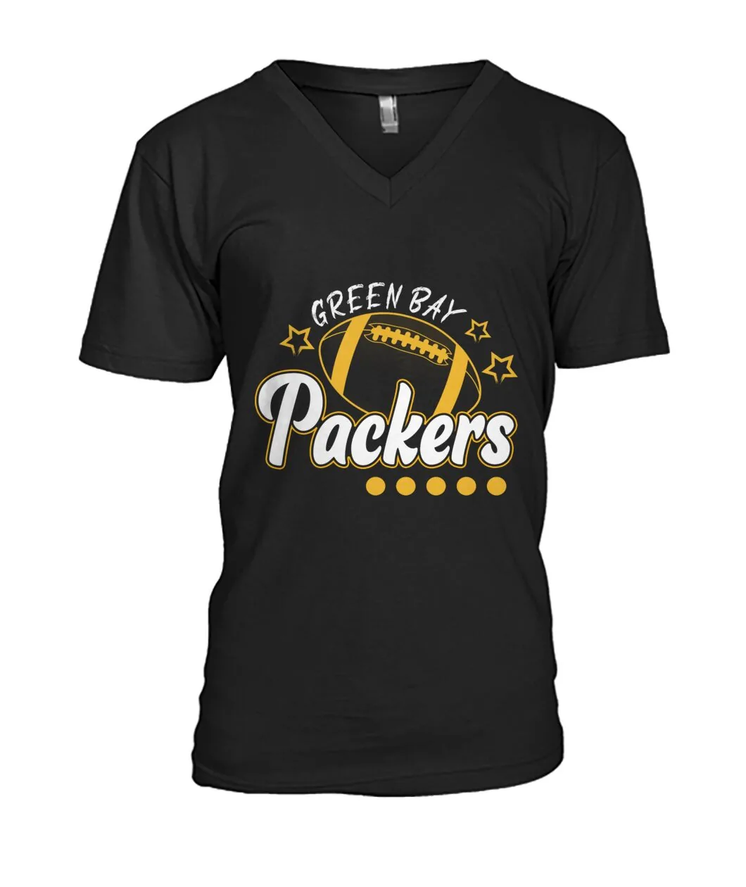 Fan-made Packers t-shirt with GREEN BAY PACKERS with football and stars graphic, view 5