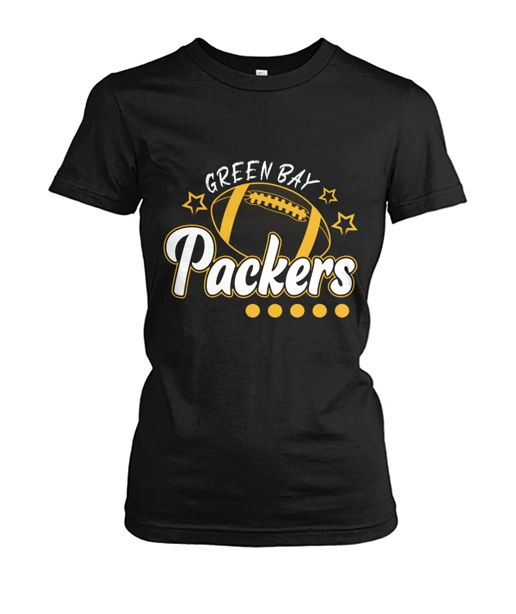 Fan-made Packers t-shirt with GREEN BAY PACKERS with football and stars graphic, view 6