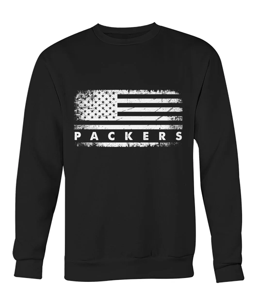Fan-made Packers t-shirt with PACKERS on a distressed American flag graphic, view 6