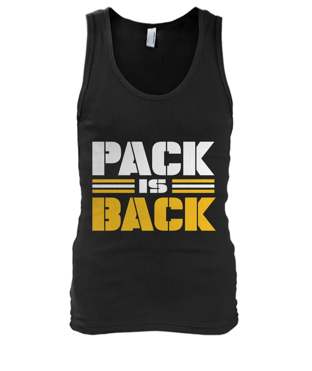 Fan-made Packers t-shirt with PACK IS BACK with gold stripes graphic, view 5
