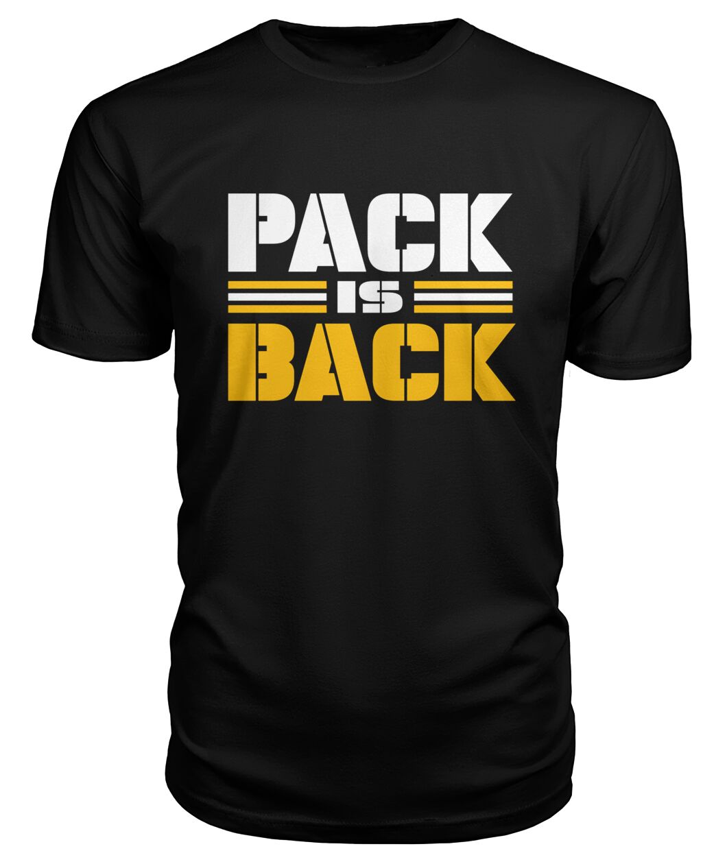 Pack Is Back Green Bay Shirt - PACK IS BACK with gold stripes