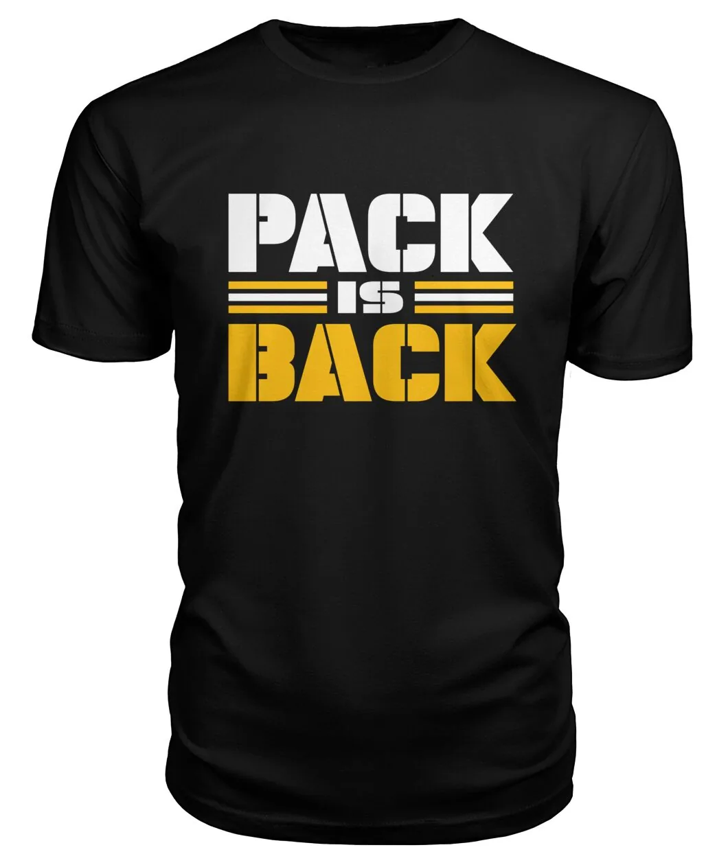 Pack Is Back Green Bay Shirt - PACK IS BACK with gold stripes