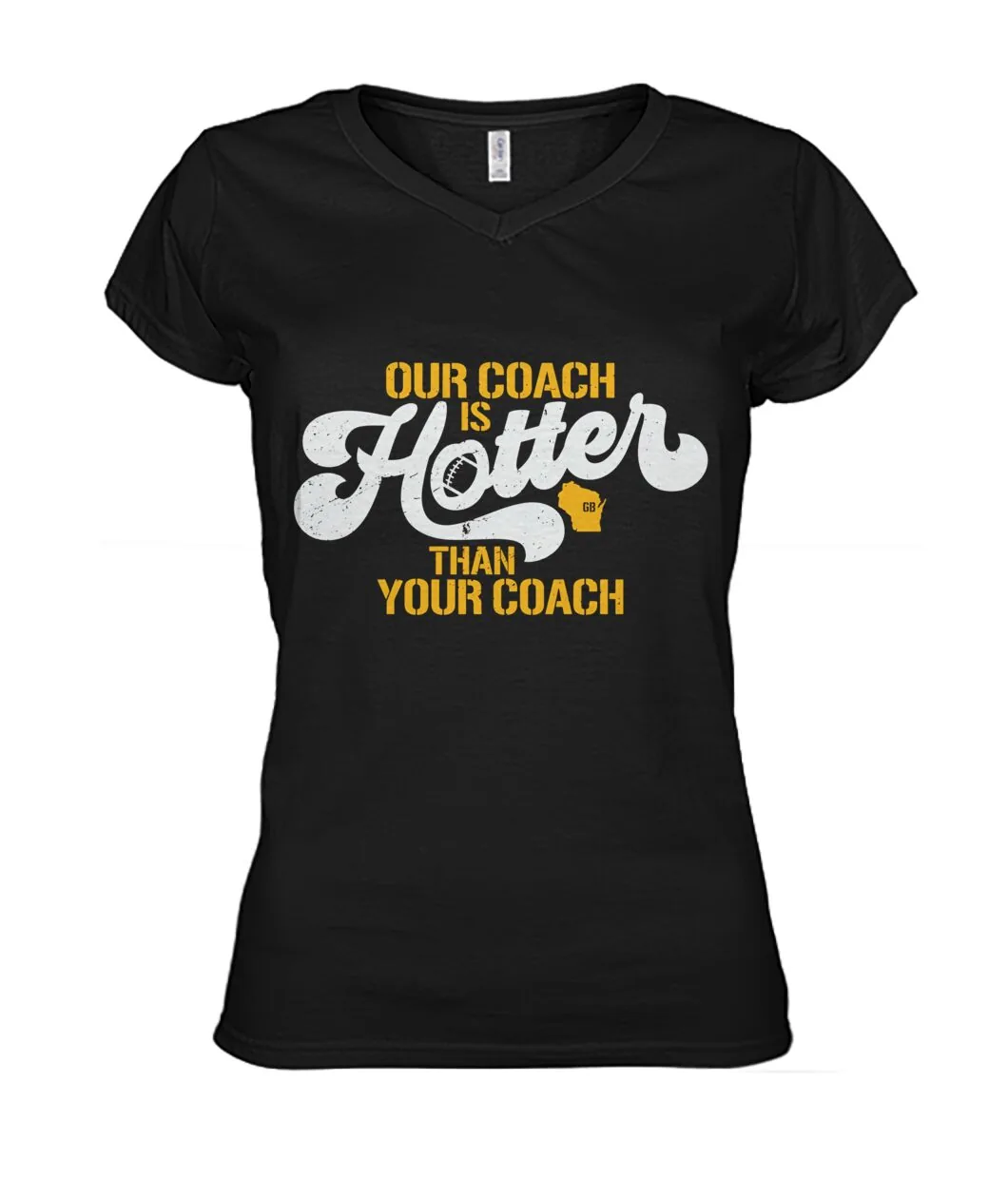 Fan-made Packers t-shirt with Our Coach Is Hotter Than Your Coach graphic, view 3