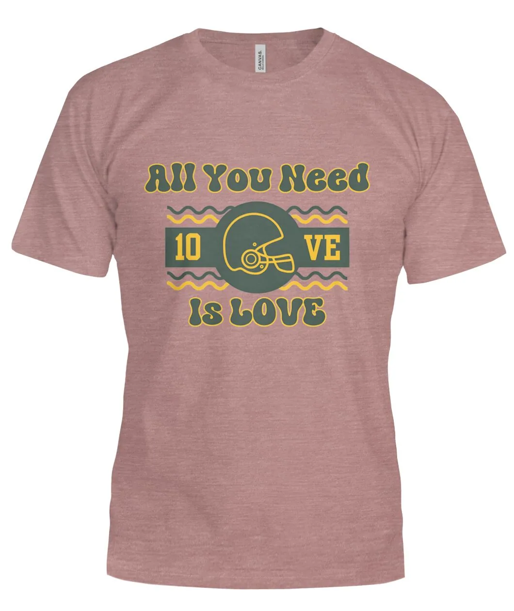 Fan-made Packers t-shirt with ALL YOU NEED IS 10VE with helmet and waves graphic, view 6