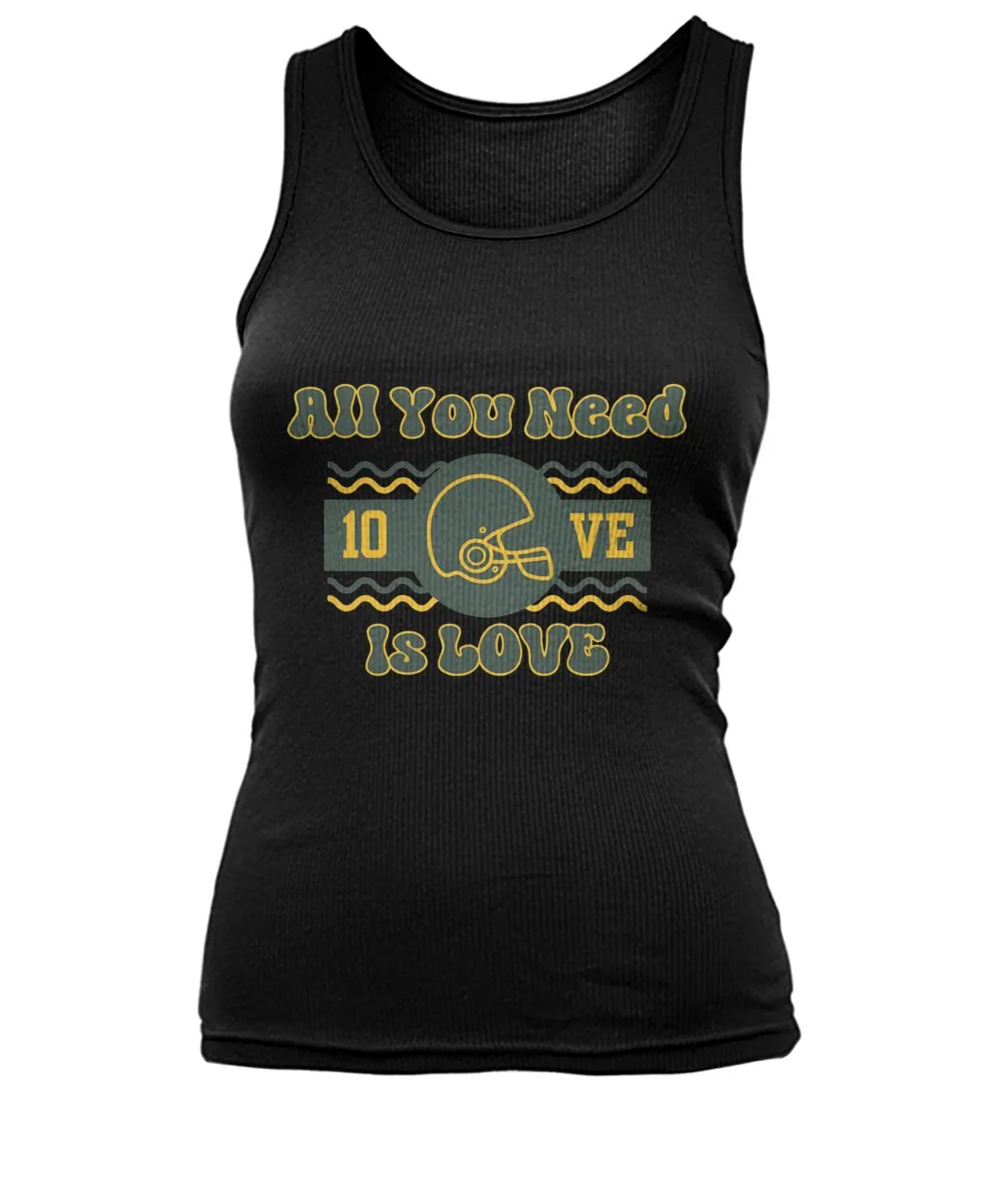 Fan-made Packers t-shirt with ALL YOU NEED IS 10VE with helmet and waves graphic, view 8