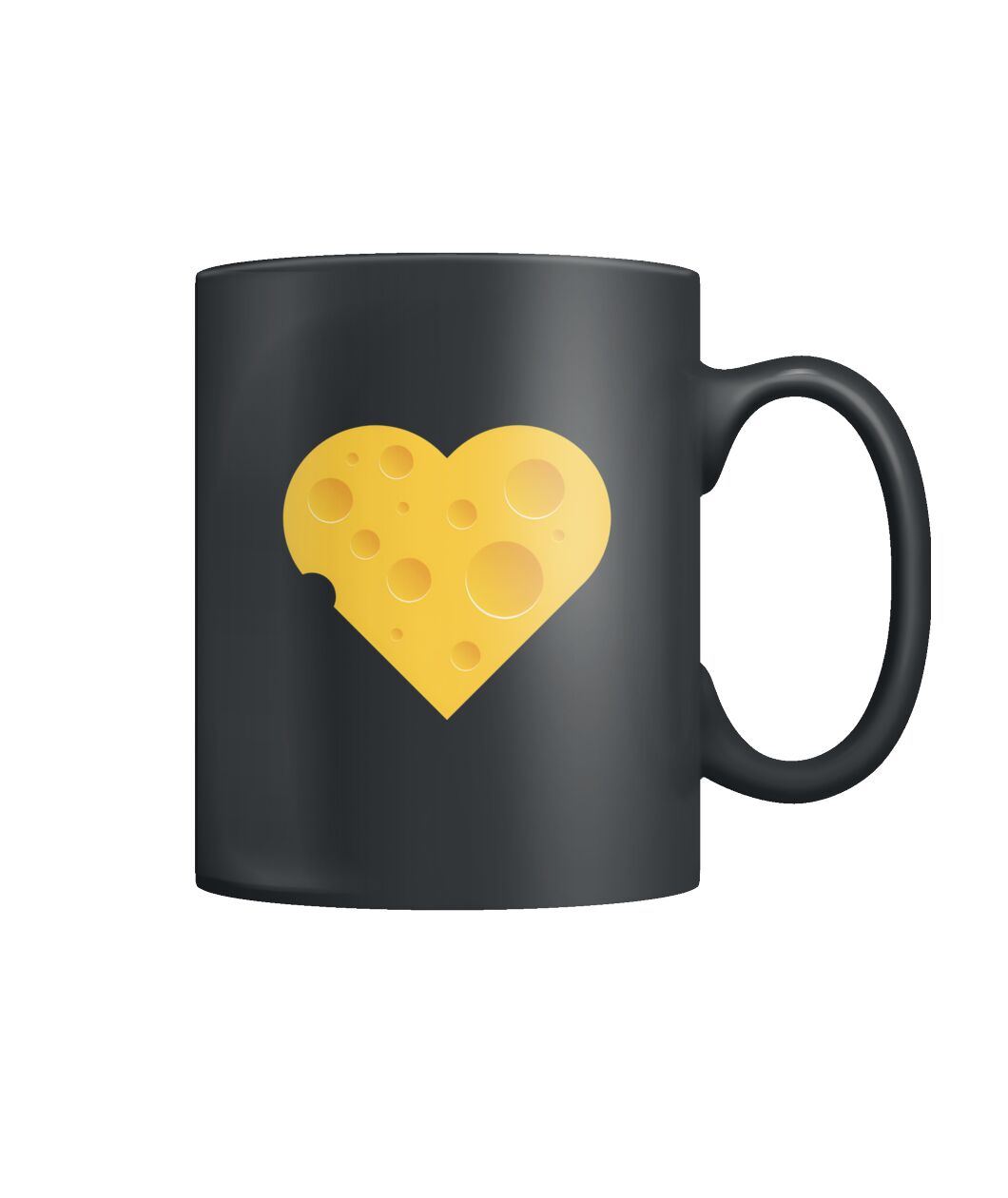 Cheese Heart Green Bay Mug - Cheese wedge heart on a black mug