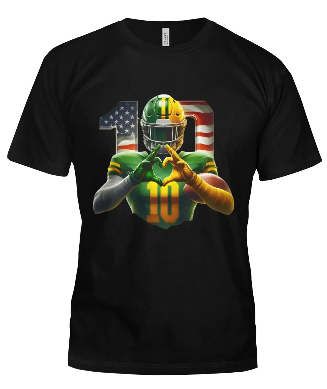 Fan-made Packers t-shirt with Player with a stars and stripes number 10 graphic, view 5