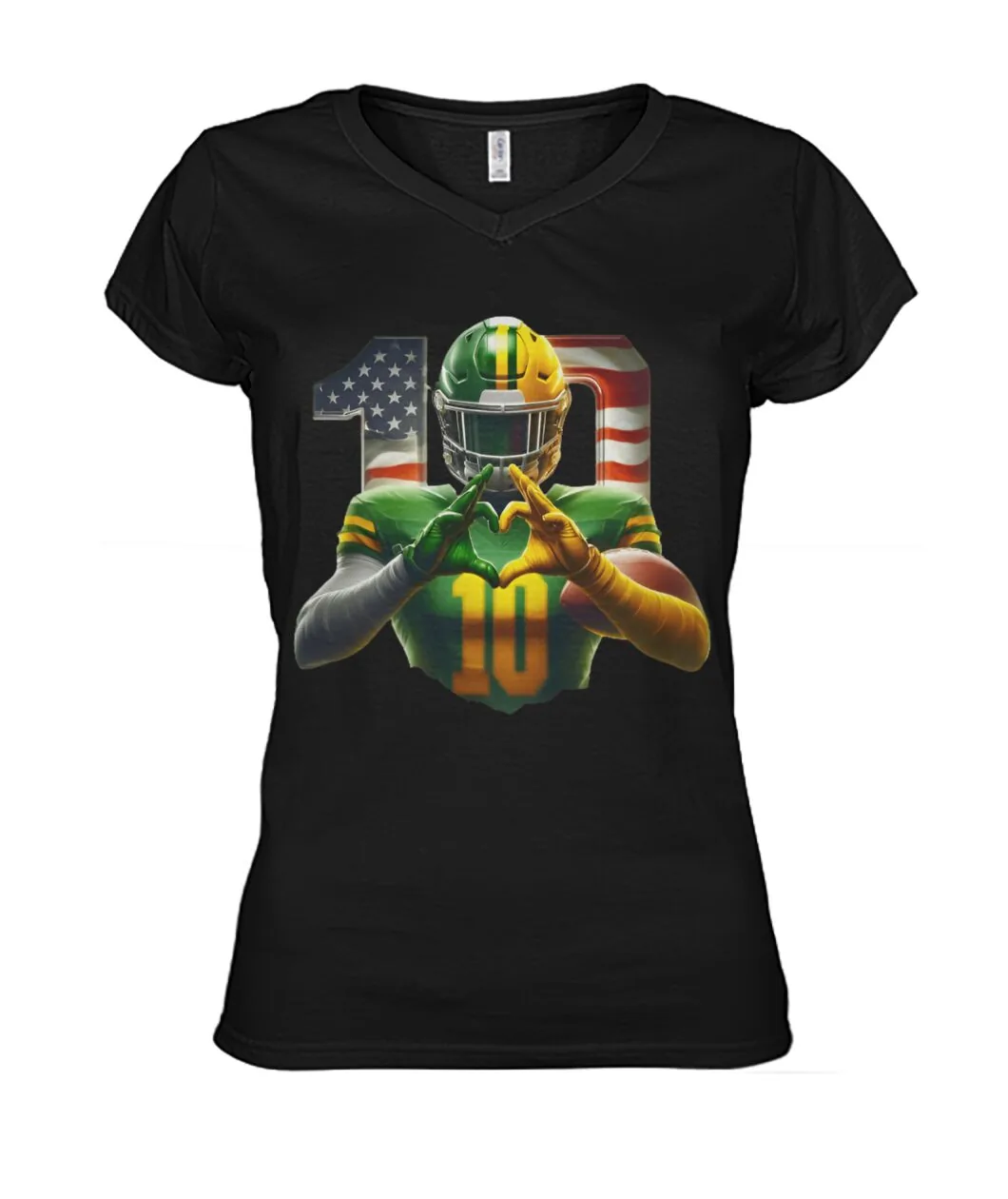 Fan-made Packers t-shirt with Player with a stars and stripes number 10 graphic, view 8