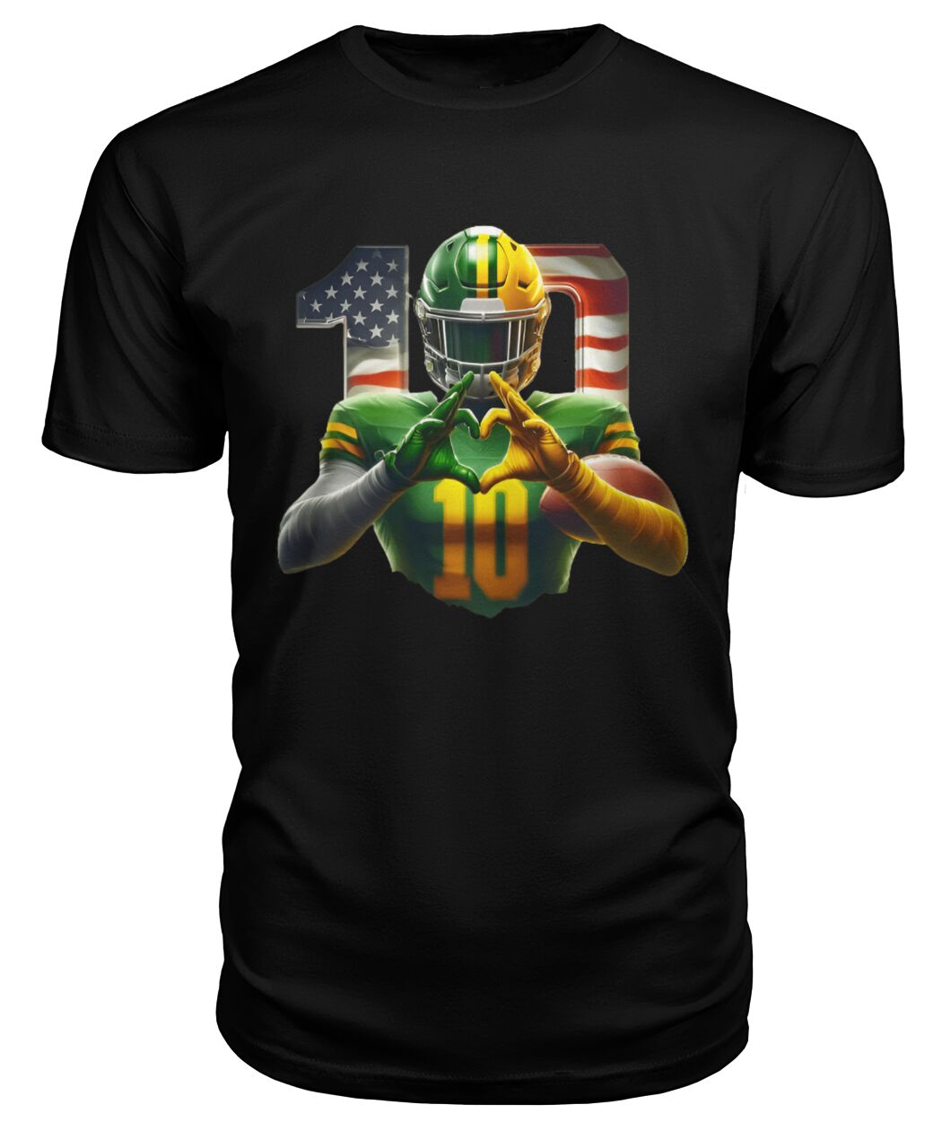 Jordan Love 10 Flag Number Shirt - Player with a stars and stripes number 10
