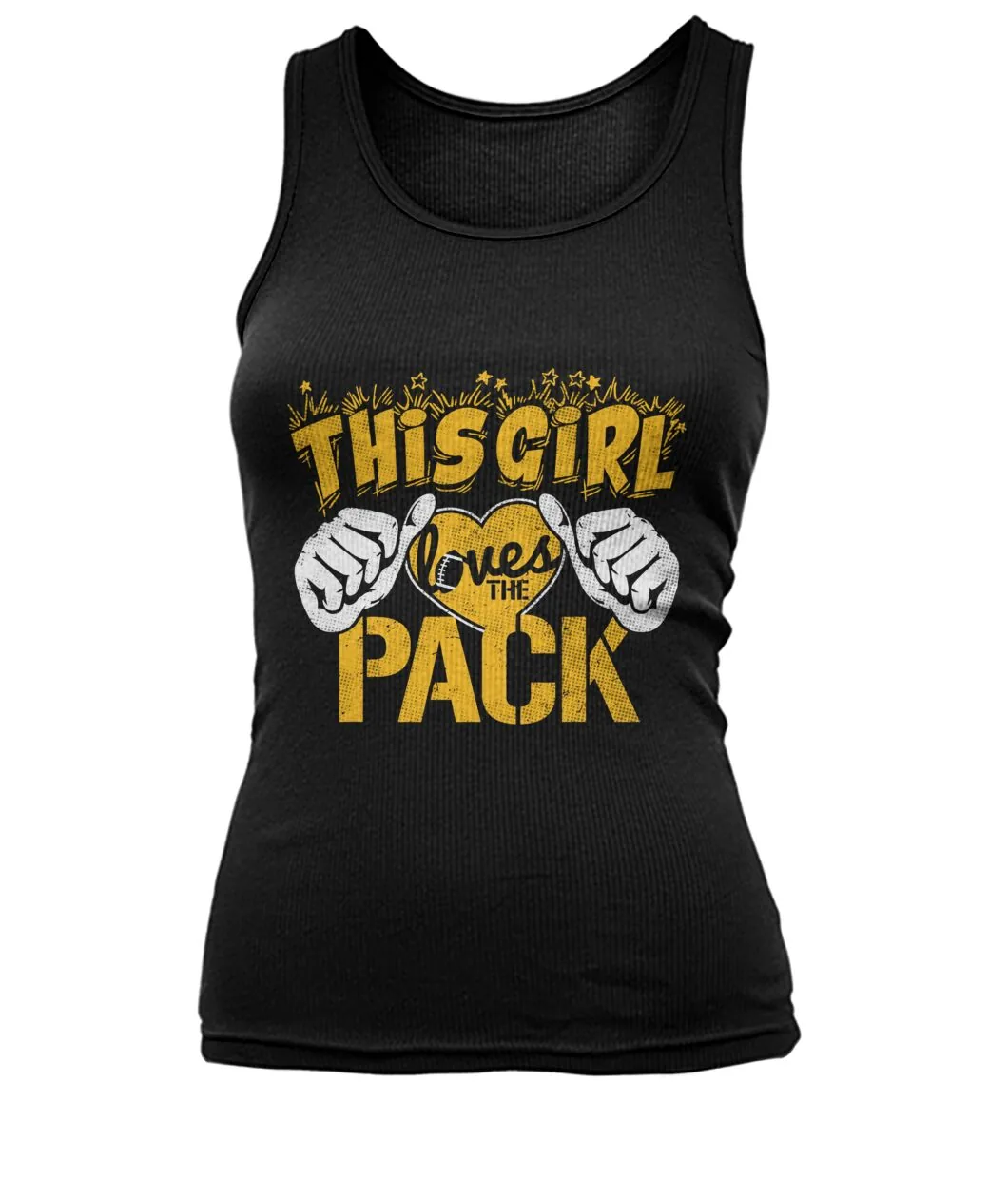 Fan-made Packers t-shirt with THIS GIRL LOVES THE PACK with crown and hands graphic, view 8