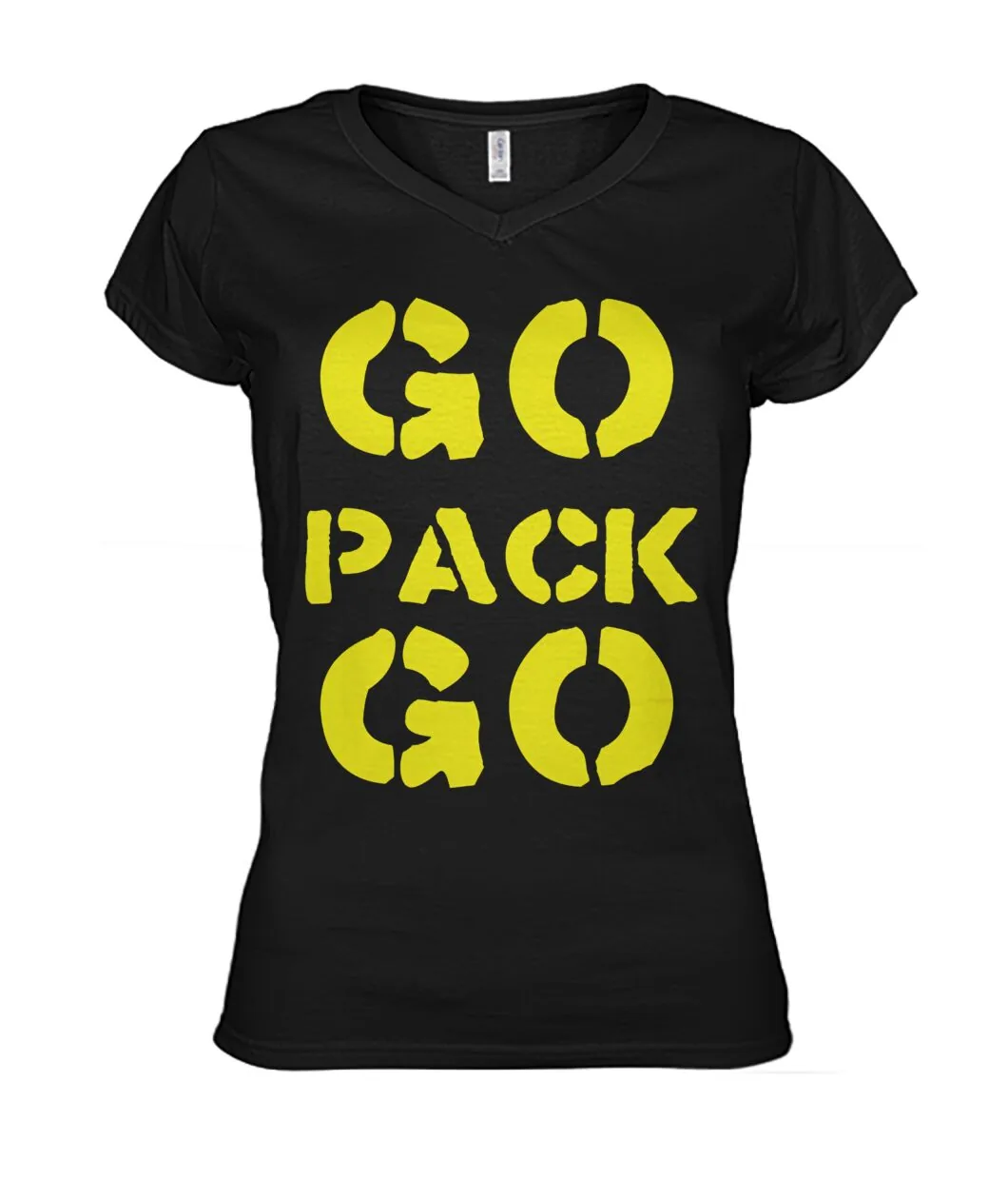 Fan-made Packers t-shirt with GO PACK GO stencil letters graphic, view 3