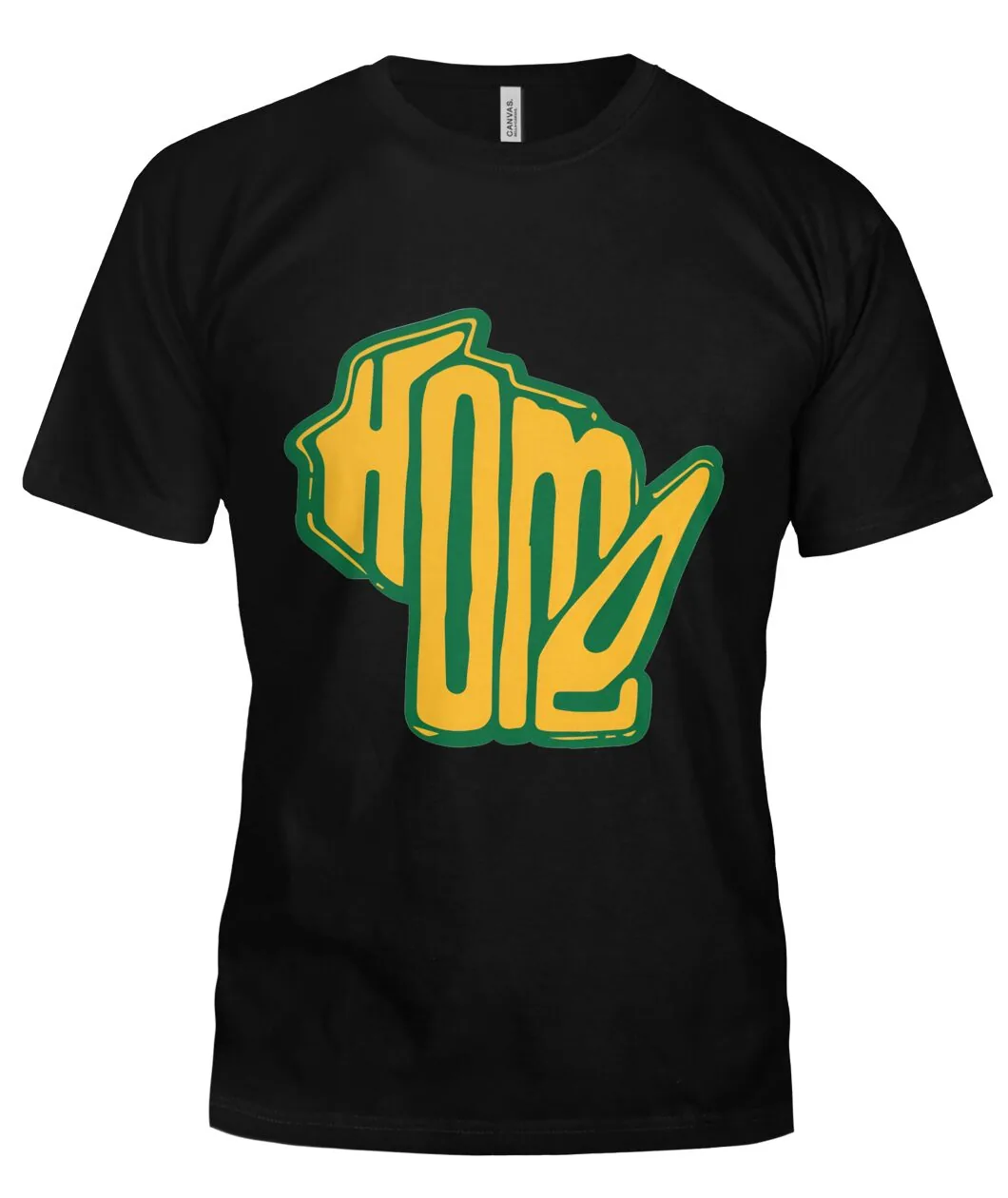 Fan-made Packers t-shirt with HOME inside the Wisconsin state outline graphic, view 5