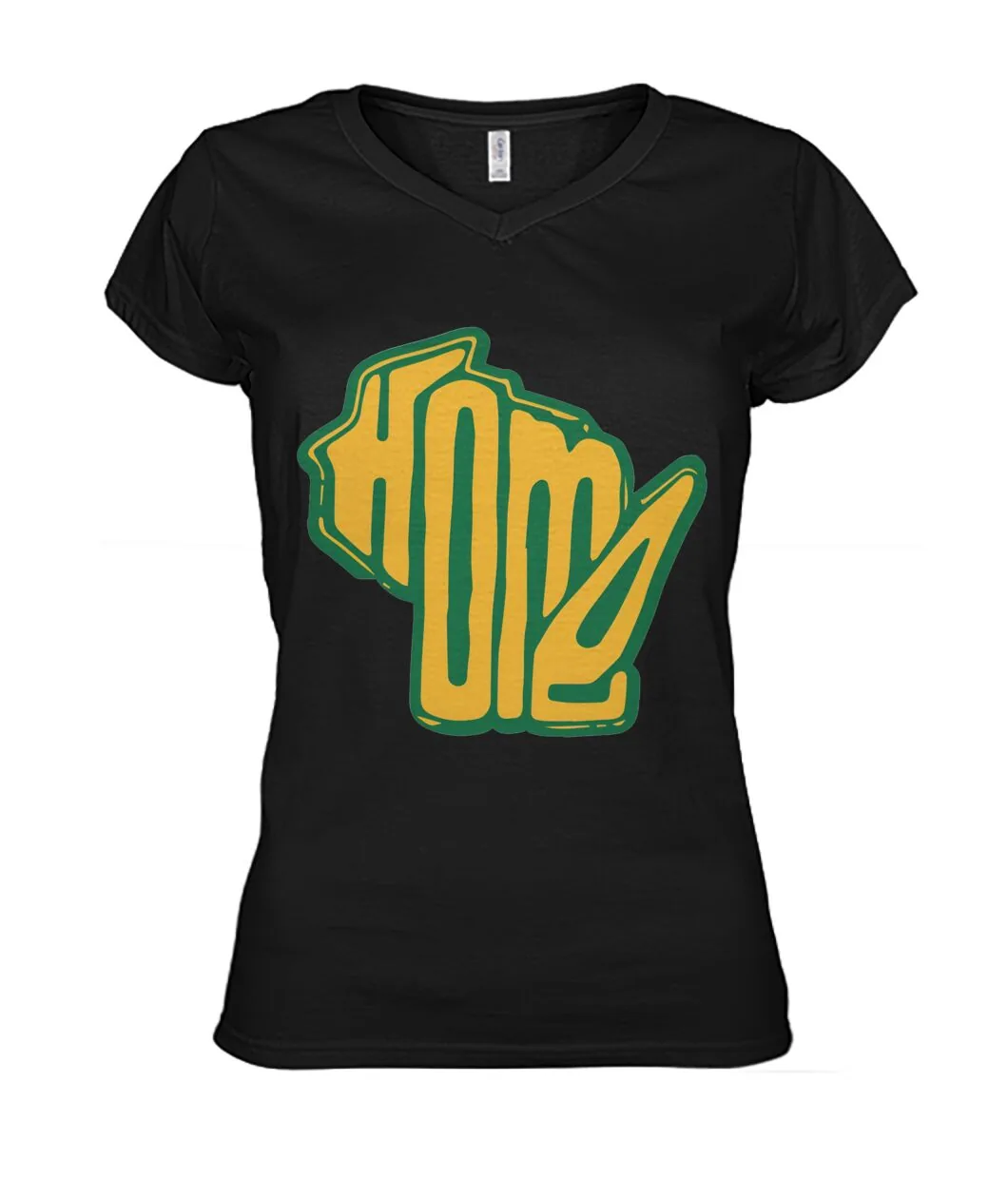 Fan-made Packers t-shirt with HOME inside the Wisconsin state outline graphic, view 6