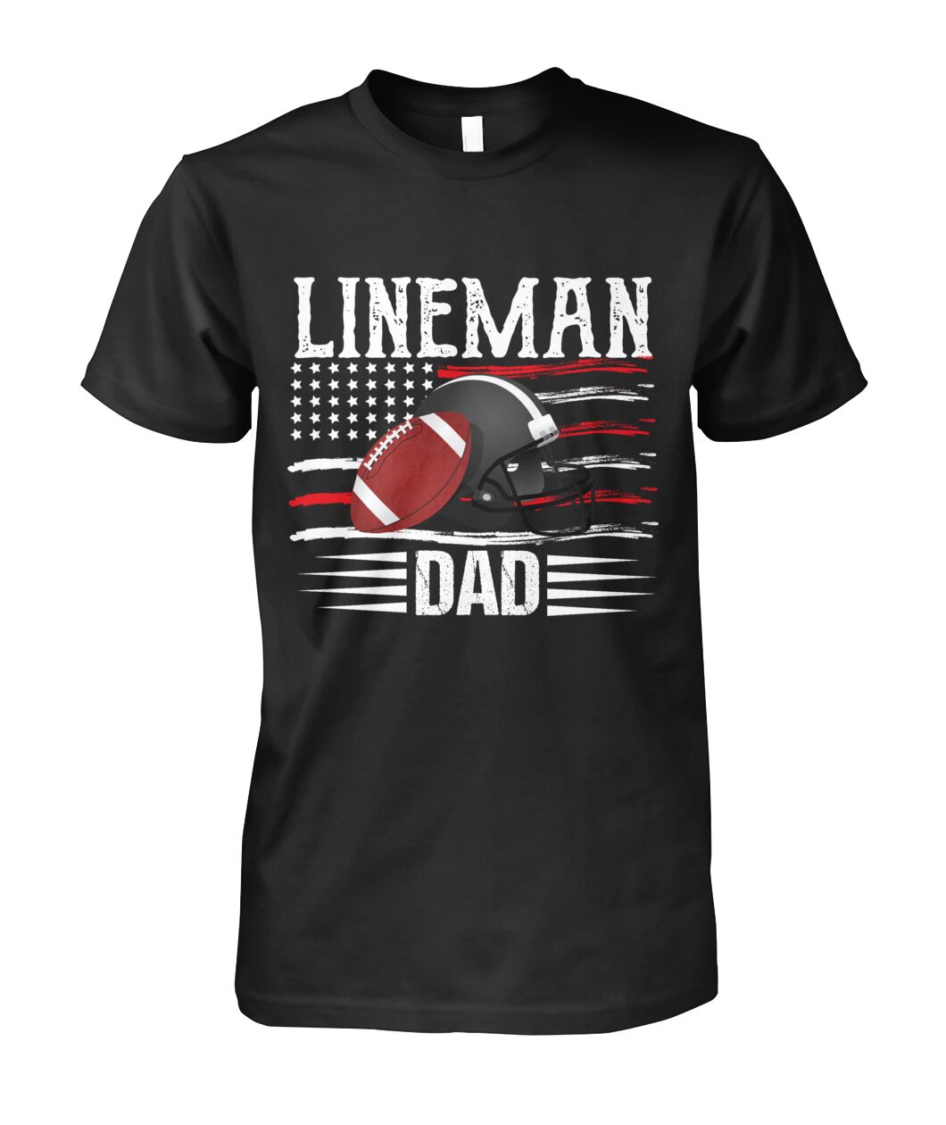 Lineman Dad Football Shirt - LINEMAN DAD with helmet and flag