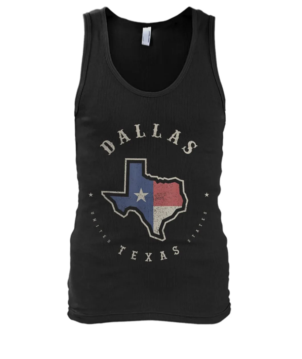 Fan-made Dallas t-shirt with DALLAS TEXAS with state outline and Texas flag graphic, view 5
