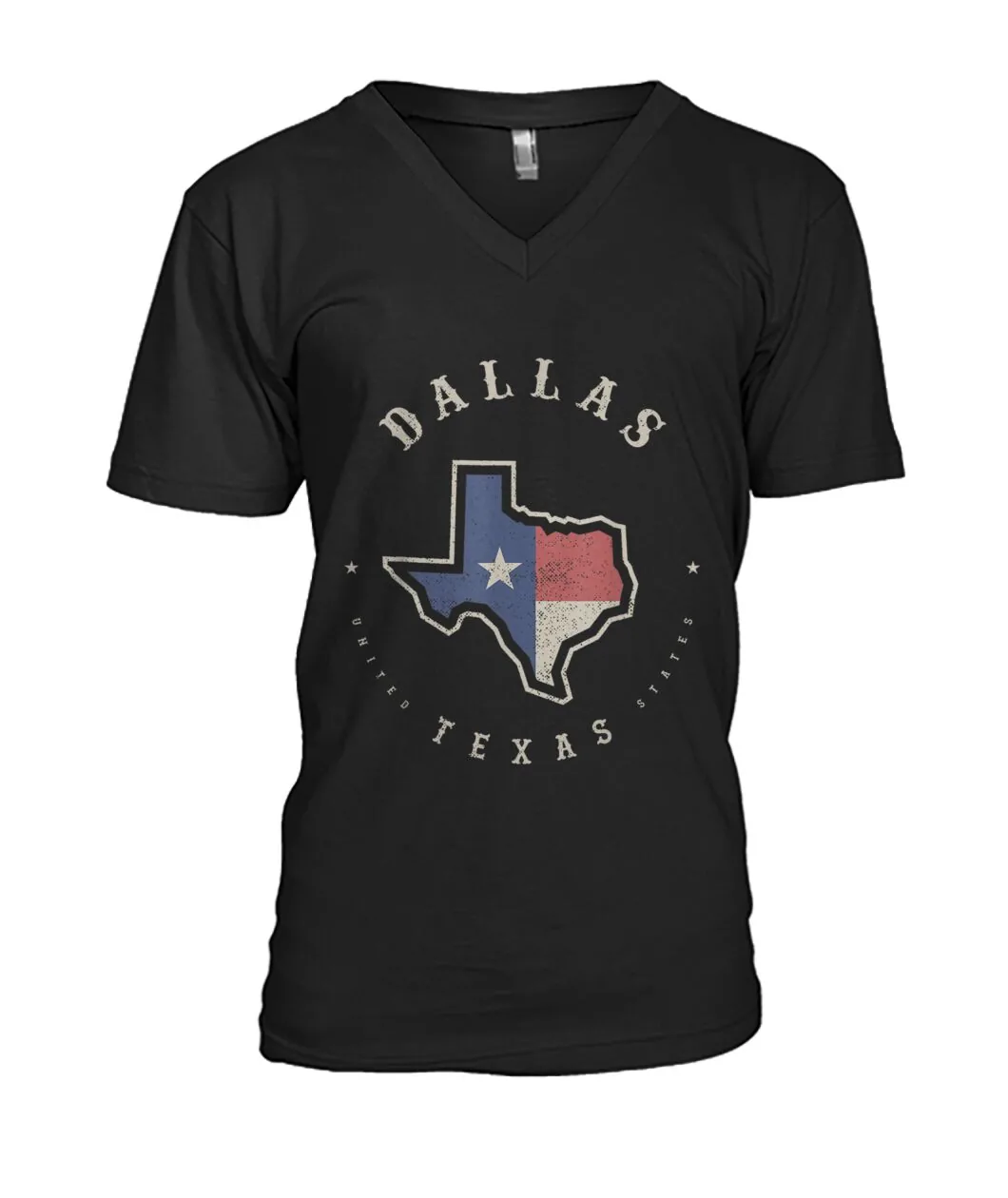 Fan-made Dallas t-shirt with DALLAS TEXAS with state outline and Texas flag graphic, view 8