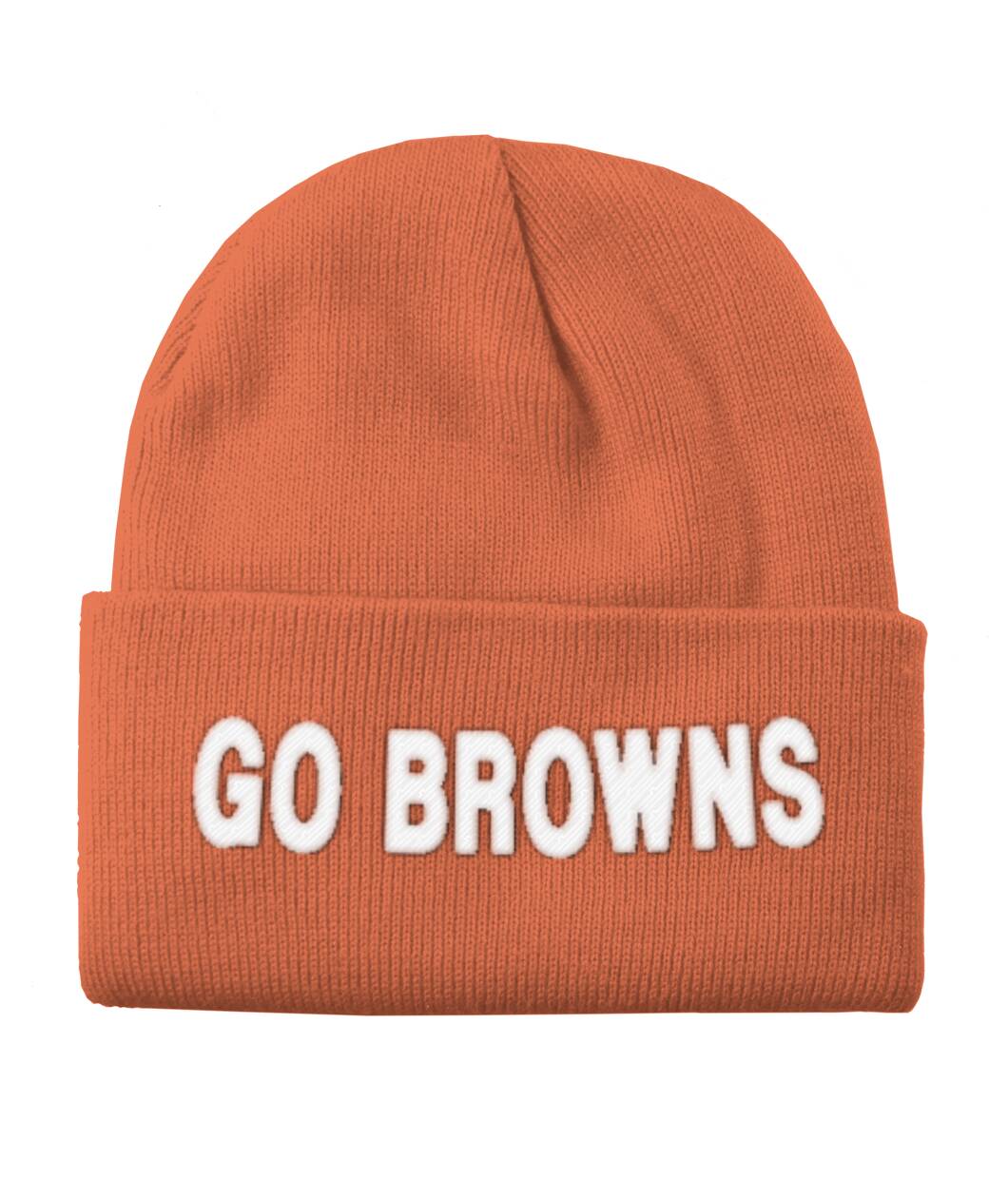 Go Browns Orange Winter Beanie - GO BROWNS embroidered-look knit beanie