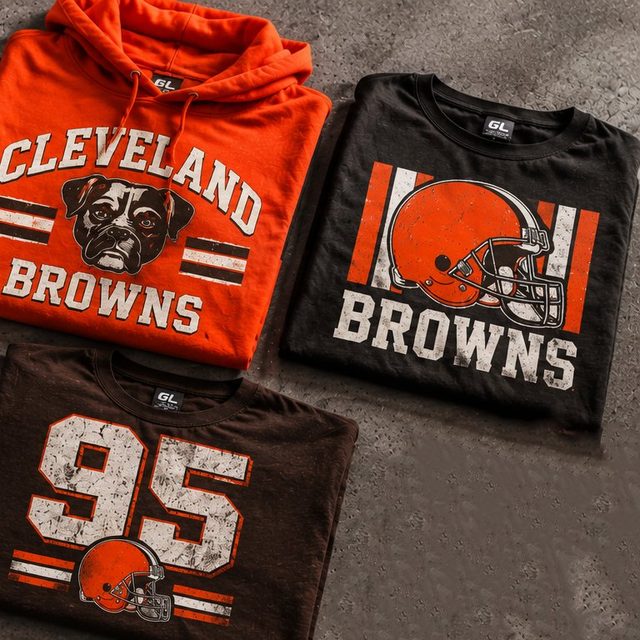 Cleveland fan gear - hoodie, beanie and helmet in team colours