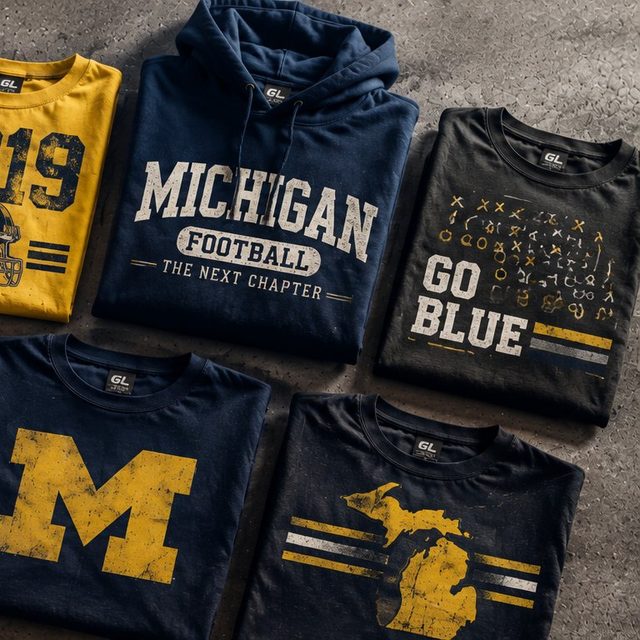 Michigan fan gear - hoodie, beanie and helmet in team colours